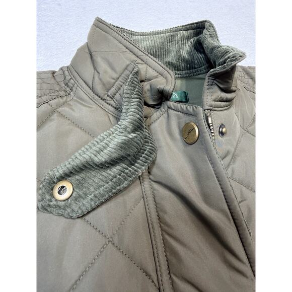 Lauren Ralph Lauren Quilted Barn Jacket Rock Moss Gold Hardware M-PT NWT - Picture 10 of 12